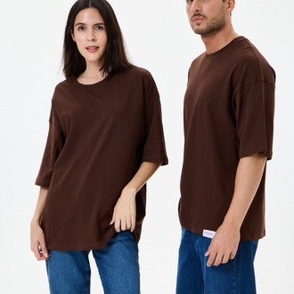 Kahverengi Basic Oversize Tişört (Unisex)