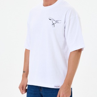 Nakış Detaylı Oversize Tişört Beyaz RPS (Unisex)