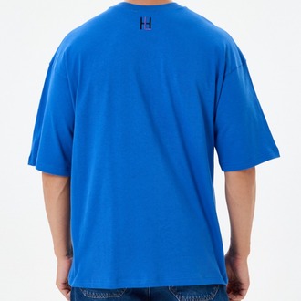 Nakış Detaylı Oversize Tişört Mavi RPS (Unisex)