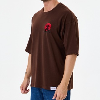Nakış Detaylı Oversize Tişört Kahverengi MM (Unisex)