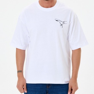 Nakış Detaylı Oversize Tişört Beyaz RPS (Unisex)
