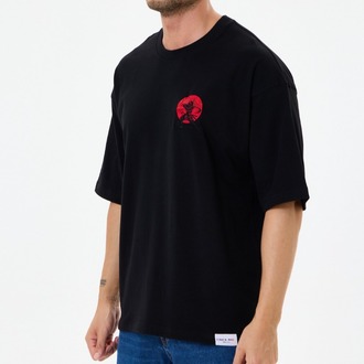 Nakış Detaylı Oversize Tişört Siyah MM (Unisex)