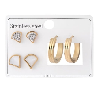 Çelik Set Küpe Gold