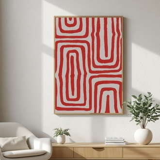 Kırmızı Soyut Duvar Sanatı, Modern Geometrik Yazdırılabilir Sanat Eseri 