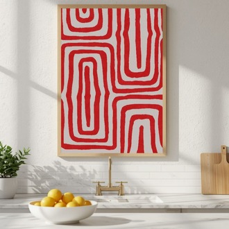 Kırmızı Soyut Duvar Sanatı, Modern Geometrik Yazdırılabilir Sanat Eseri 