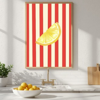 Akdeniz Mutfak Dekoru, Renkli Yaz Posteri, İtalyan Limon Duvar Sanatı Yazdırılabilir Poster