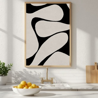 Siyah Beyaz Soyut Duvar Sanatı, Modern Minimalist Poster, Nötr İskandinav Tarzı Dekor