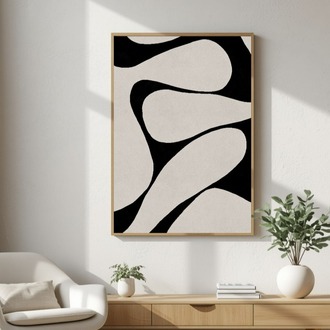 Siyah Beyaz Soyut Duvar Sanatı, Modern Minimalist Poster, Nötr İskandinav Tarzı Dekor