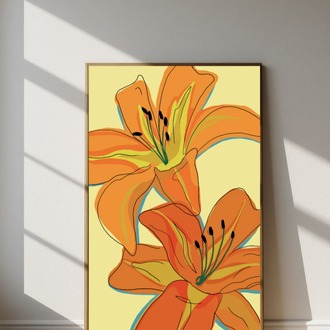 Turuncu Zambak Posteri | Modern Çiçek Duvar Sanatı, Minimalist Botanik Dekor (Dijital İndirme)