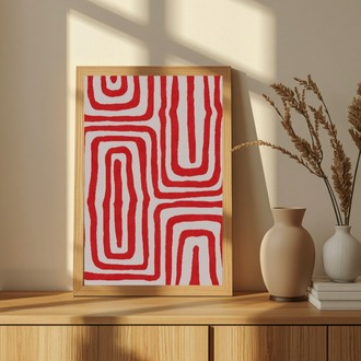 Kırmızı Soyut Duvar Sanatı, Modern Geometrik Yazdırılabilir Sanat Eseri 