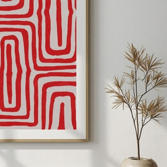 Kırmızı Soyut Duvar Sanatı, Modern Geometrik Yazdırılabilir Sanat Eseri 