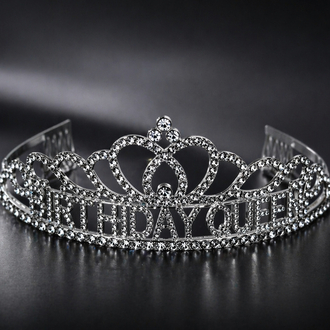 Silver Birthday Queen Premium Doğum Günü Tacı ve Kuşak Set