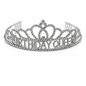 Silver Birthday Queen Premium Doğum Günü Tacı ve Kuşak Set