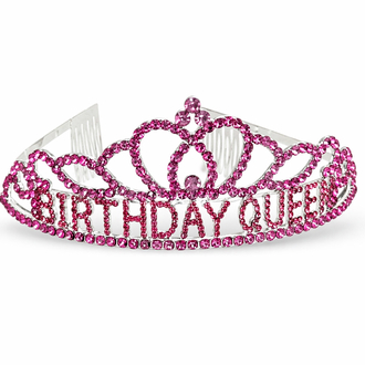 Pink Birthday Queen Premium Doğum Günü Tacı ve Kuşak Set