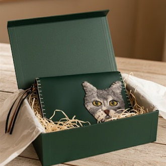Yeşil kedi detaylı çanta