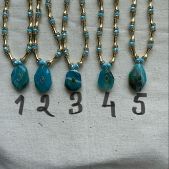 Mavi Agate Kolye 