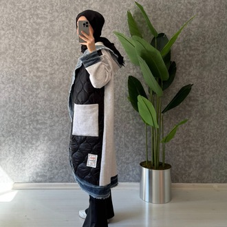 KAPİTONE KOT DETAYLI MONT SİYAH