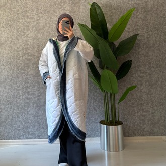 KAPİTONE KOT DETAYLI MONT BEYAZ
