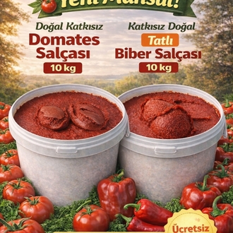 10 KG DOMATES SALÇASI + 10 KG TATLI BİBER SALÇASI