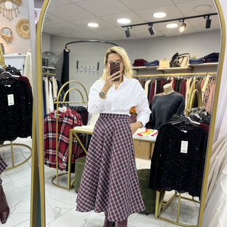 Bordo Ekose Maxi Etek