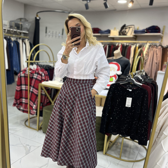 Bordo Ekose Maxi Etek