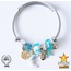 316 L Silver Mavi Ay Figürlü Sallantılı Pandora Model Bileklik - HMÇB-0037 || HM-03-00106-10