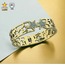 316 L Gold Zirkon Detay Yıldız Kalın Çelik Kelepçe Bileklik - HMÇB-0023 || HM-03-00104-02
