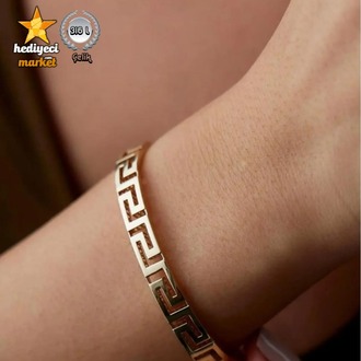 316 L Paslanmaz Greek Model Çelik Bileklik - HMÇB-0070 || HM-03-00135-09
