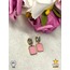 316 L Paslanmaz Altın Rengi Pembe Zirkon Taşlı Baget Çelik Küpe - HMKÜ-0002 || HM-03-00108-02