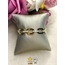 316 L Zirkon Taşlı Gold Zincir Model Çelik Kelepçe Bileklik - HMÇB-0026 || HM-03-00105-02