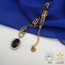 316 L Siyah Kesme Kristal Taşlı Zirkon Taş İşlemeli Çelik Kolye - HMÇK-0005 || HM-03-00047-01