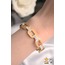 316 L Zirkon Taşlı Gold Zincir Model Çelik Kelepçe Bileklik - HMÇB-0026 || HM-03-00105-02