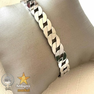 316 L Zincir Paslanmaz Çelik Kelepçe Bileklik - HMÇB-0081 || HM-03-00140-01