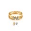 316 L Gold Zirkon Detay Yıldız Kalın Çelik Kelepçe Bileklik - HMÇB-0023 || HM-03-00104-02