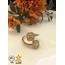 316 L 2MM Gold Zirkon Taşlı Çift Baget Çelik Yüzük - HMÇY-0007 || HM-03-00094-07