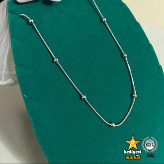 316 L Gümüş Dorika Zincir Ince Italyan Kadın Çelik Kolye 45 cm - HMÇK-0055 || HM-03-00137-01