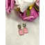 316 L Paslanmaz Altın Rengi Pembe Zirkon Taşlı Baget Çelik Küpe - HMKÜ-0002 || HM-03-00108-02