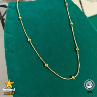 316 L Gold Dorika Zincir Ince Italyan Kadın Çelik Kolye 60 cm - HMÇK-0054 || HM-03-00137-02