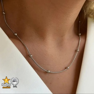 316 L Gümüş Dorika Zincir Ince Italyan Kadın Çelik Kolye 45 cm - HMÇK-0055 || HM-03-00137-01
