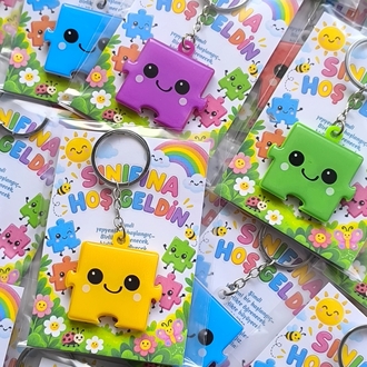 Sınıfına Hoş geldin çift taraflı Puzzle Anahtarlık
