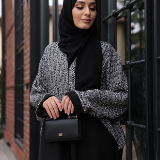 Chanel Kumaş Detaylı Kaşe Abaya