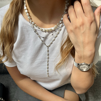 • SILVER Y NECKLACE SET