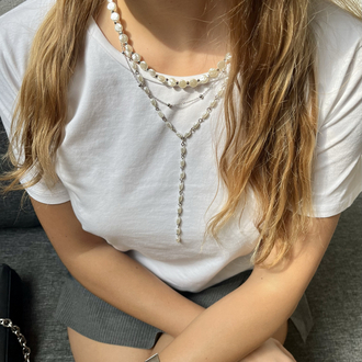 • SILVER Y NECKLACE SET