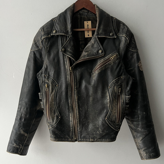 Vintage Route 66 Biker Deri Ceket