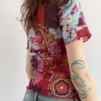 Vintage Transparan Baskılı T-Shirt
