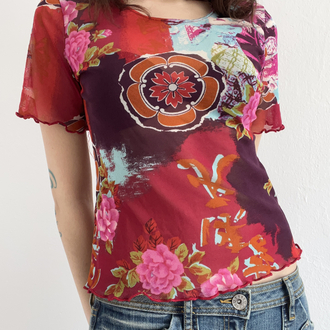 Vintage Transparan Baskılı T-Shirt