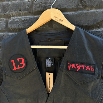 L Vintage Biker Deri Yelek