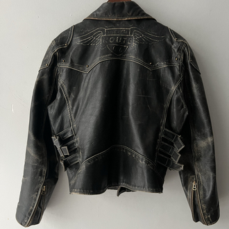 Vintage Route 66 Biker Deri Ceket