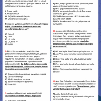 Halk Sağlığı Hemşireliği Çalışma Soruları