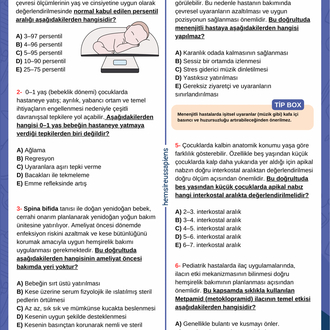Pediatri Hemşireliği Çalışma Soruları